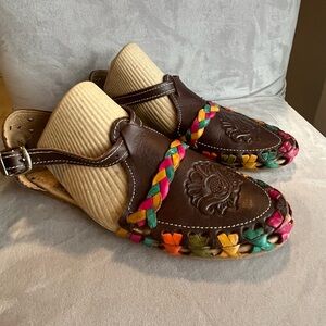 NEW Colorful‎ Braided Women's Leather Shoes huaraches fiesta Mexican Frida